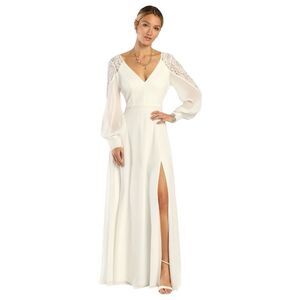 Lulus Maxi Dress Womens 2X White Astra Lace Backless L/S Wedding Gala Gown NWT